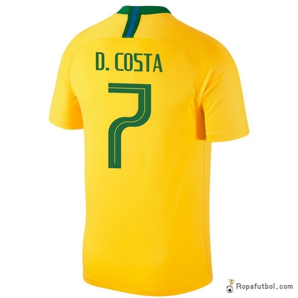 Camiseta Brasil Replica Primera Ropa D.Costa 2018 Amarillo